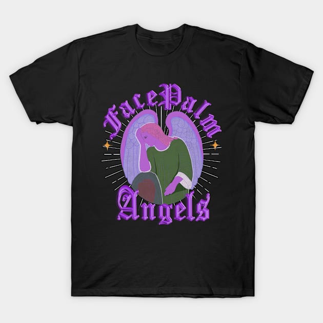 Facepalm Angels Purple T-Shirt by hellotomag